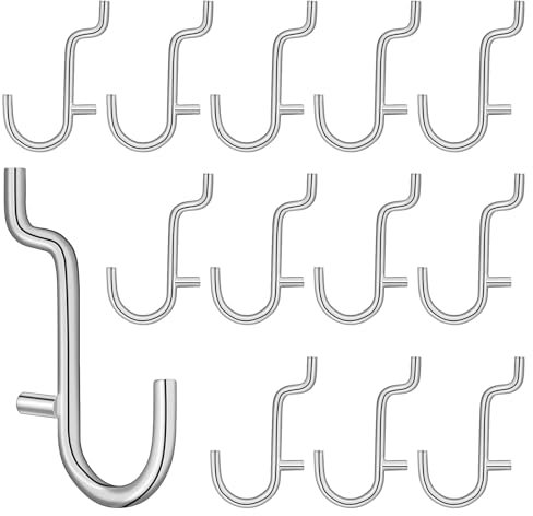 Angoily Pegboard Hooks Accessories for Pegboard Organiser Pegboard Hooks Made of Metal for Pegboard Accessories for Perforated Wall for Wall Bracket Stainless Steel Household Pack of 20