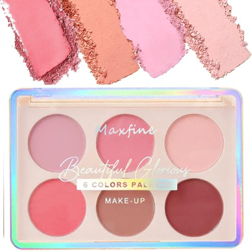 Face Blush For Cheeks Make Up Blush Palette 6 Buildable Pressed Powder Highly Pigmented Blusher Shades Face Blusher For Mature Skin Women Natural Look (MA-B02, One Size)