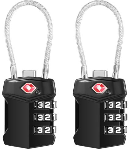 Blendura Candado Maleta Viaje 2 Picks, Candado TSA Contraseña de 3 Dígitos, Candado Taquilla Gimnasio para Maletas Viaje Mochila Equipaje