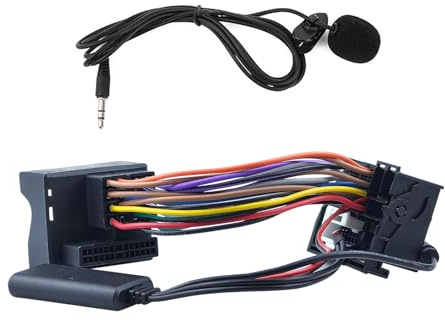 Flylin AUX Bluetooth-musikadapter, 12 stift Bluetooth AUX IN musikmodul med mikrofon, handsfree-mikrofon kompatibel med Volkswagen Skoda RCD210 RCD310 RCD510 RNS510 Bilradio