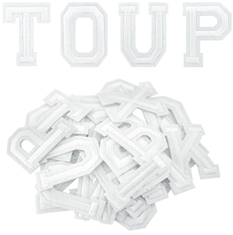 52 Pezzi di Lettere da Stirare in Feltro e Tessuto dalla A alla Z Cucire per Vestiti, Cappelli, Borse, Calzini, Accessori Fai Da Te (Bianco)