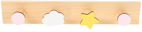 Levemolo Perchero Infantil De Pared 15.74X2.75X2.28In Gancho Creativo De Madera Para Habitación De Niños Organizador Para Mochilas Ropa Juguetes Decoración Fácil Instalación