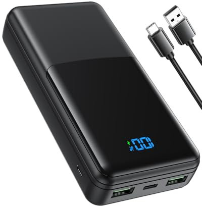 Coblob Power Bank 27000mah, Powerbank Fast Charging with Usb C, External Battery Pack, Mobile Phone Portable Charger with LED Display, PD 3.0 QC 4.0 Charging Bank with 3 Outputs & 2 Inputs (Black)