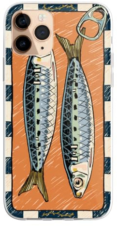 SmartGiftShop Daisy Mitchell @dibbuns telefonfodral exklusivt modernt konstverk klart silikon telefonskydd för iPhone 15 Pro – sardin fiskburk