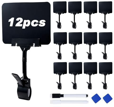 Rebanky 12 Pièces Pince Porte Etiquette Prix Rotative, Support D'étiquette de Prix pour Clip D'affichage Étiquettes Rotatif à Pince pour Marché de Produits, Centre Commercial, Supermarché