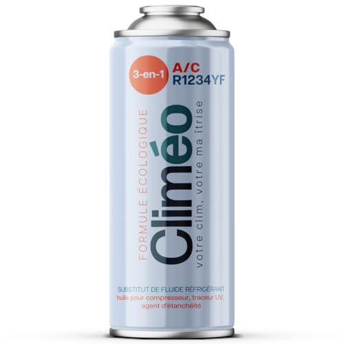 CLIMÉO Juego de repuesto para refrigerante 3 en 1 R1234yf – Aire acondicionado – Equivalente a 625 g de refrigerante con aceite lubricante y protección contra la corrosión – Para automóviles a partir