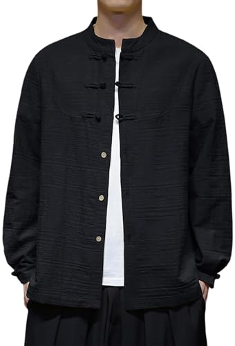 Modeewel Herren Traditionelle Chinesische Kung Fu Kleidung Baumwolle Und Leinen Zen Meditation Tang Anzug Hanfu Jacke Mantel Kampfsportanzug Tai Chi Uniform For Herren Wing Chun Kleidung