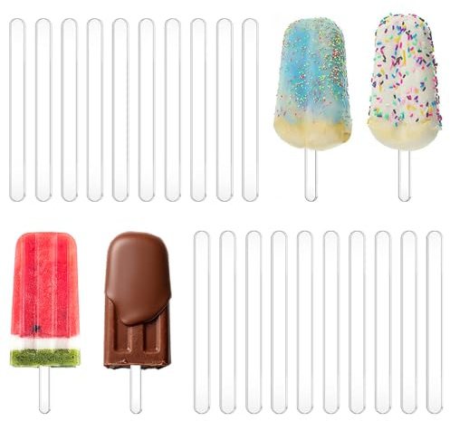 TRKETK 50 Piezas Palitos de Helado de Espejo, Palitos de Helado Reutilizables Molde Accesorios De Helado De Paletas Caseros Creativos Y Duraderos Pequeños Palos Ice Cake Pop para Cake Postres Dulces