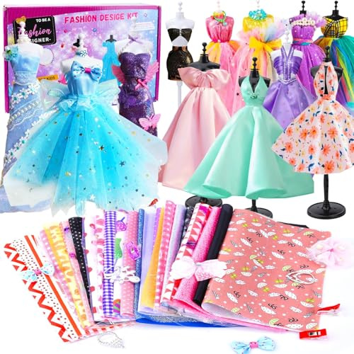 JOTOL Fashion Design Kit,1200+Pcs Création de Mode Couture Enfants,Kit de Création de Mode pour Filles Fashion Designer Enfant avec Mannequin Couture Kits pour Cadeau Fille 8-12+Ans