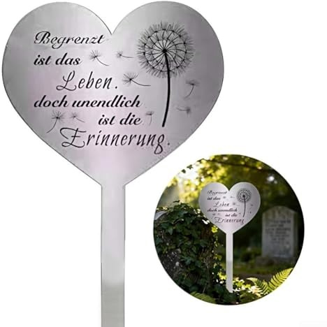 Decorazione commemorativa a forma di cuore in acciaio inossidabile per cimitero tomba giardino ricordo (B)