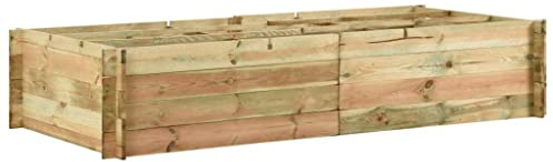 Yunovire Impregnerad furu, upphöjd bädd, 197 x 100 x 40 cm, stor trädgårdsbädd för grönsaker och blommor utomhus, balkong, terrass med 9 planteringssektioner