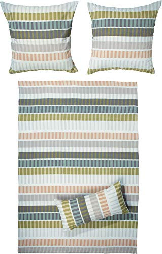 Erwin Müller Bettwäsche Seersucker Olive-beige-Natur Größe 1x 135x200 cm + 1x 40x80 cm