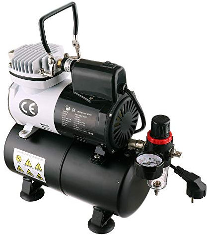 Compresor Aerógrafo Con de Ventilador de Refrigeración Regulador del Filtro del 3l Tanque