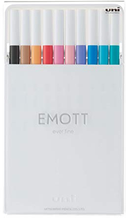 Uni EMOTT Fineliner Pen Set #2, 10-Colors
