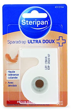 Steripan - Sparadrap Ultra Suave - Alta Tolerancia Cutánea - Con Dispensador - Pieles Sensibles - 2,5 cm x 5 m