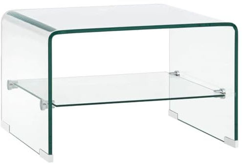vidaXL Tavolino da caffè Elegante Pratico Decorativo Moderno Tavolo Basso da Salotto Trasparente 50x45x33cm in Vetro Temperato con Ripiano in MDF