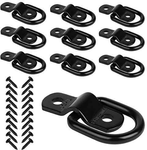 JCHL Anelli a D ganci di ancoraggio per rimorchio, camion, staffa da letto, punti chiusi, pickup, camper, montaggio superficiale, anello a D, resistenti, capacità 1/4, capacità 1088,6 kg (confezione