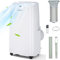 COSTWAY 9000/12000BTU Portable Air Conditioner, 4 in 1 Mobile Cooler, Dehumidifier, Fan with Sleep Mode, 3 Speeds, Auto Oscillation, LED Display, Remote Control, 24H Timer & Adapter(12000BTU)