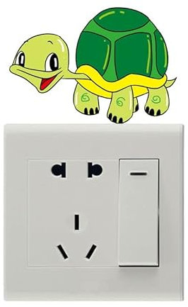 SHMAZ Handgemalter Cartoon-Schildkröten-Schalter-Aufkleber, Freizeitleben, Cartoon-Stil, Wandtattoo