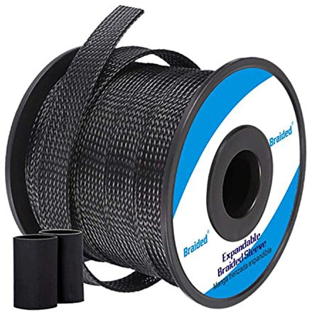 100ft - 1/2 Inch Cable Management Sleeve Protector,Wire Loom PET Expandable Wire Sleeving for Office TV Computer Home Theater Engine Bay Cord Organizer,Protect Cables from Pet Cat Dog Chewing,Black
