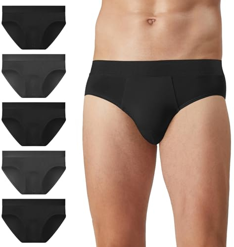 5Mayi Mens Briefs Underwear Multipack Soft Viscose Rayon Brief Men Underpants Breathable L,Low Rise Briefs Viscose- A: Grey & Black