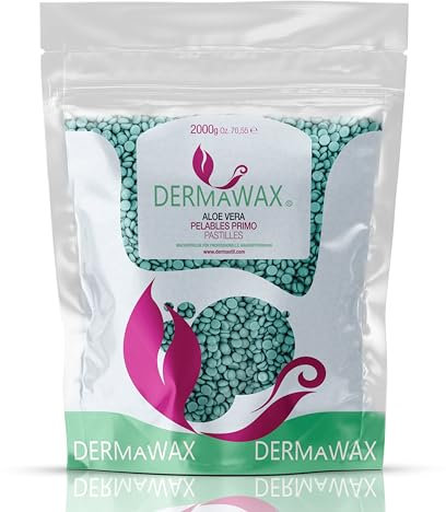 Dermawax 2 kg Heißwachs Wachsperlen Aloe Vera für sensible Haut – Haarentfernung ohne Wachsstreifen,sanftes Waxing für Gesicht, Beine, Bikini & Körper–Made in Italy, Profi-Qualität (2 kg, Aloe Vera)