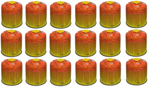 18x 300g Elico Schraubkartusche Universalgewinde 7/16 Gaskartuschen Ventilkartusche EN 417 Gewinde Ventil Bunsenbrenner Butan Propan Mix Campingkocher Gaskocher Gasheizung Lötbrenner