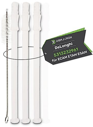 3 x Milchansaugrohr Milchschlauch 15,6cm für DeLonghi 5313232961 mit DEKAROX Reinigungsbürste für LatteCrema Milk System in ECAM ETAM ESAM Kaffeemaschine Kaffeevollautomat