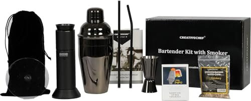CREATIVECHEF Boston - Kit per la preparazione di cocktail, set da 8 pezzi con shaker per whisky, accessori da bar in acciaio inox, set regalo professionale per casa, bar, feste, ecc