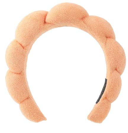 Ycfish Puffy Makeup Headband Spa Headbands for Women Sponge & Terry Towel Cloth Fabric Cute Skincare Headband for Face Washing, Makeup Removal, Shower, Facial Mask (Orange)
