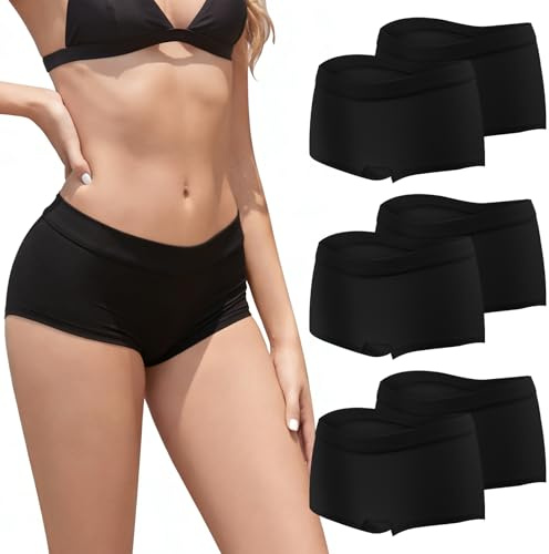 Desanlapi Boxer Femme Coton Shorty Femme Culotte Confortable Slips Respirant sous-vêtement Feminins Stretch Caleçon Lot de 6 Noir S