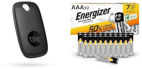 Tile Pro (2022) Bluetooth Item Finder, 1 Pack, 120m finding range, works with Alexa and Google & Energizer AAA Batteries, Alkaline Power, Triple A Battery Pack, 32 Pack (Packaging May Vary)