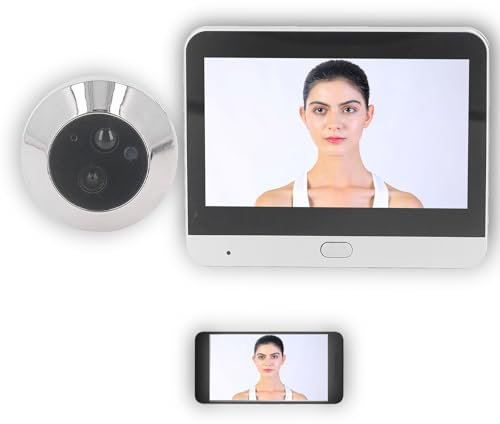 Cámara de Mirilla Inalámbrica, 1080P, Visión Nocturna de 120 Grados, Intercomunicador Digital, Conexión Inalámbrica, Monitor a Color de 4,3 Pulgadas, Intercomunicador Bidireccional