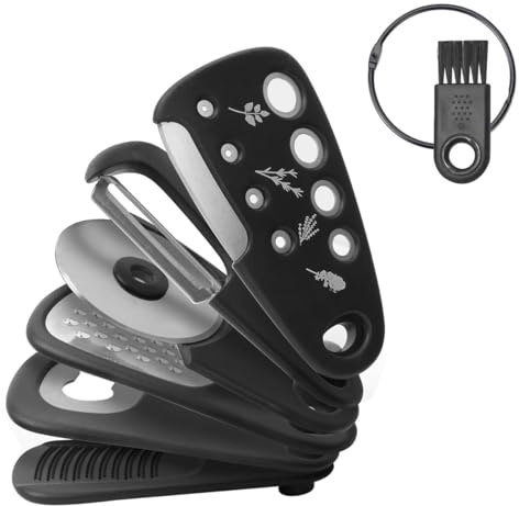 Namvo Kitchen Accessories 6-Piece Set, Kitchen Utensils, Mini Vegetable Peeler, Space Saving Camping Accessories, Grater, Bottle Opener, Pizza, Garlic Ginger Grater (Black)