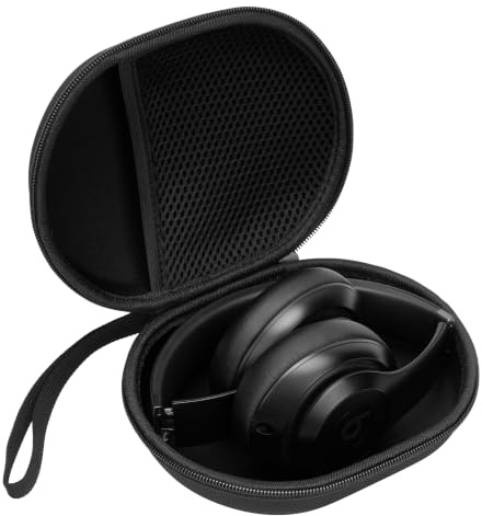 Ginsco Hard Shell Headphone Case Compatible with Skullcandy/Soundcore/Beats/Sony MDR7506/BERIBES/KVIDIO/TOZO Foldable Wireless/Wired Over-Ear Headphones, Travel Carrying Headset Case (Black)