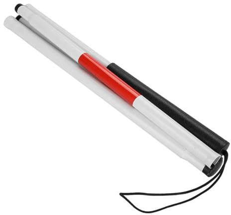 Sarini Bastone da Passeggio Pieghevole in Lega di Alluminio, Bastone da Passeggio Riflettente Rosso e Bianco, Bastone da Passeggio Pieghevole per Non vedenti e ipovedenti