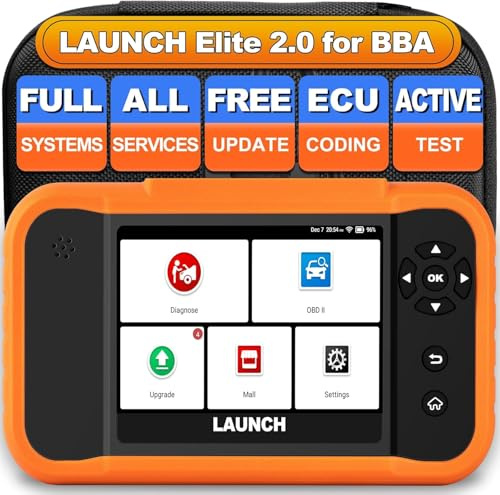 LAUNCH X431 Elite V2.0 BBA Valise Diagnostic Auto pour （BMW Benz VW Audi Maybach Mini RollsRoyce） Bi-directionnel Système Complet avec Fonctions Complètes, Codage ECU, Programme Clé