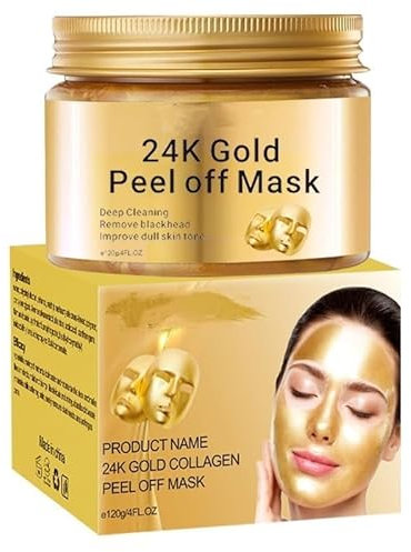 Maschera peel off dorata 24 K – Maschera facciale anti-invecchiamento, pulizia profonda, riduce le linee sottili e le rughe, ideale per tutta la pelle, maschera viso anti-invecchiamento per maschera