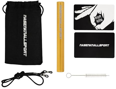 NKS Fat Sniffer Stainless Steel Tow Tube + Linen Bag + Baller Cards + Hanging Chain (Gold)