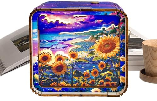 Luce Notturna Ricaricabile, Luce Notturna Puzzle In Legno | Giocattoli educativi di puzzle paesaggio | Carina lampada da tavolo regolabile, giocattoli sensoriali portatili per soggiorno