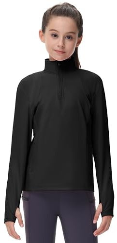 MoFiz Polaires Vestes Fille de Randonnée Vestes Blousons Kids Chaud Manteau Veste Polaire Enfant avec Demi-zip Noir 110-128