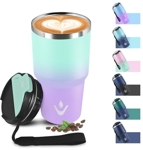 Mug Isotherme 600ml 20oz, Tasse Isotherme sans BPA, Tasse Thermos Double Paroi, Thermo Café Réutilisable Acier Inoxydable 304, Tumbler pour École, Sport, Bureau, Gym, Yoga, Camping, Randonnée