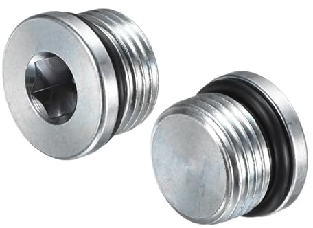 M METERXITY 2-Pack 7/8-14UNF Inner Hex Head Pipe Fitting Plug, Carbon Steel Sensor Socket Plug with Seal O-Ring for Terminate Pipe Ends/High Pressure Washer, Sealing Screw