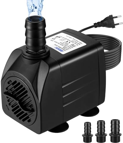 heuchaey Vattenpump, 25 W 1800L/H dränkbar vattenpump, ultra-tyst justerbar akvariepump, med 3 munstycken, sugkoppar på undersidan, för akvarier, damm, trädgård, hydrokultur, fontän