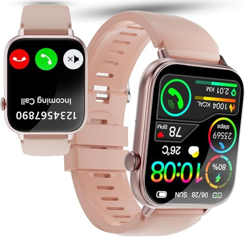 OTOZABU Reloj Inteligente Hombre con Bluetooth Llamada y Recibir Whatsapp, Impermeable IP68, Oro Rosa
