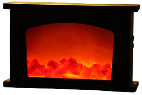 Hbbgdiy Faux Fireplace Lantern Flameless LED Fireplace Light USB Battery Operated Tabletop for Home Indoor Decor Mini Electric Log Burner Effect Fire Christmas Decoration 13.1x8.3x3.5 inch