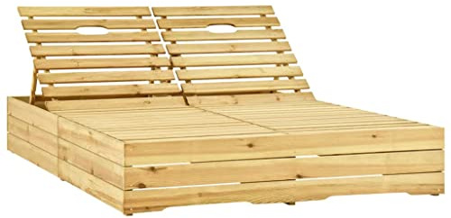 JHQHSM Lettino doppio in legno di pino impregnato verde – Schienale regolabile Lettino da giardino per terrazza, resistente alle intemperie, in legno con antiscivolo esterno Relax Comfort