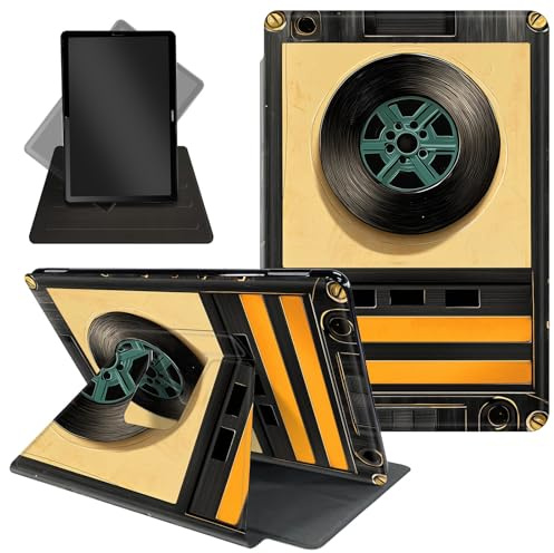 Case for All-New 7'' Kindle Paperwhite 12th Generation 2024 & Kindle Colorsoft Signature Edition - 360 Degree Rotating Stand,Folio Case with Auto Wake/Sleep for Kids,Audio Cassette Tape-1436