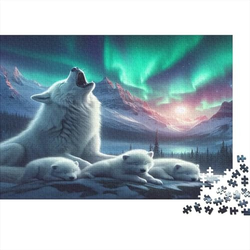 1 000 bitar mini pussel varg polarljus för vuxna | 70 x 50 cm papper, kontorsdekoration, dammfri, vänskapsgåva, hjärnträning
