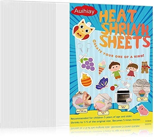 Auihiay 50 Stück Blank Shrink Plastikblätter Schrumpfen Papierblätter für Kinder Kreatives Basteln, 5,5 x 7,9 Zoll / 14,5 x 20 cm
